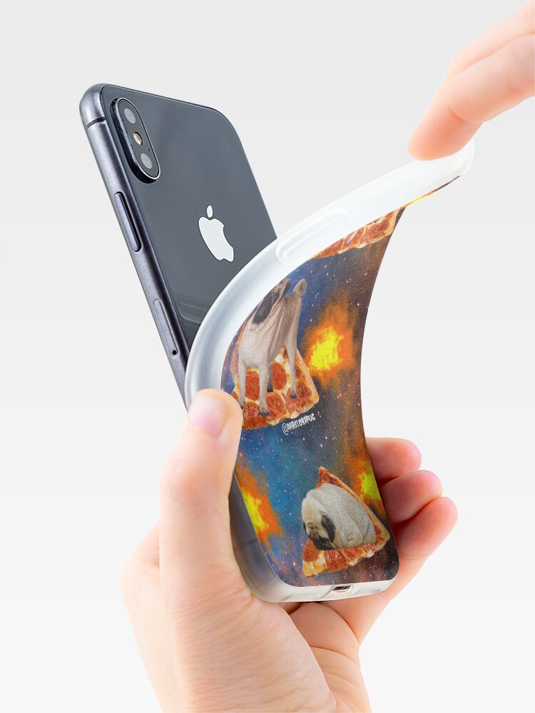 Alternate view of Pugs in Space Riding Pizza iPhone Case