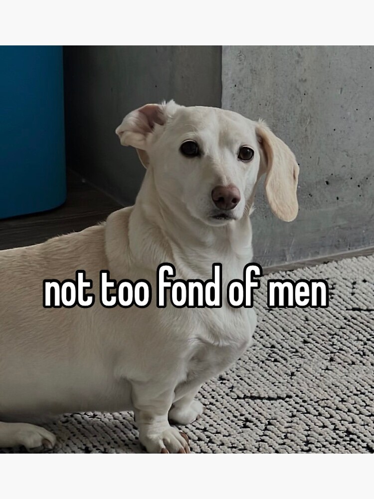 ""not too fond of men" homophobic dog" Sticker for Sale by wormtheft