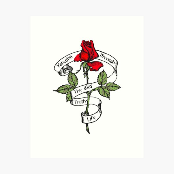 Item preview, Yahusha Messiah - Way Truth Life - Red Rose - Biblical Quote designed and sold by Narrow-Path.
