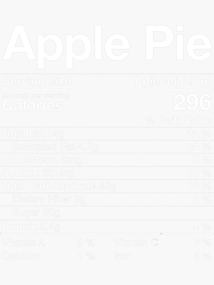 "Apple Pie Nutrition Facts Label Costume Thanksgiving" Sticker for Sale
