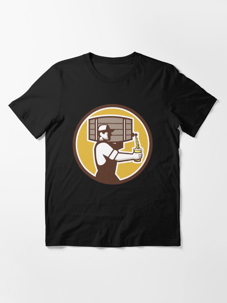 Beer barrel man pint glass pin botton | Essential T-Shirt