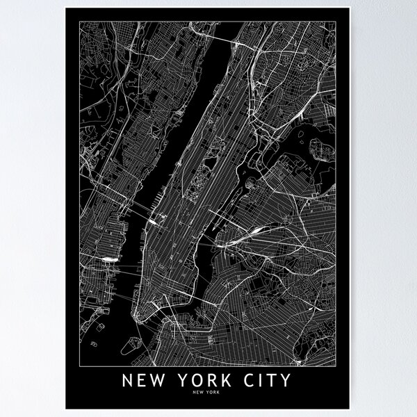 Item preview, New York City Black Map designed and sold by multiplicitymap.