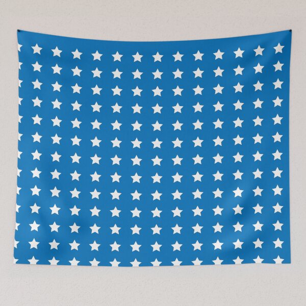 Artikelvorschau, Weiß-Sterne-Muster auf blauem Hintergrund entworfen und verkauft von QOT  Designs.