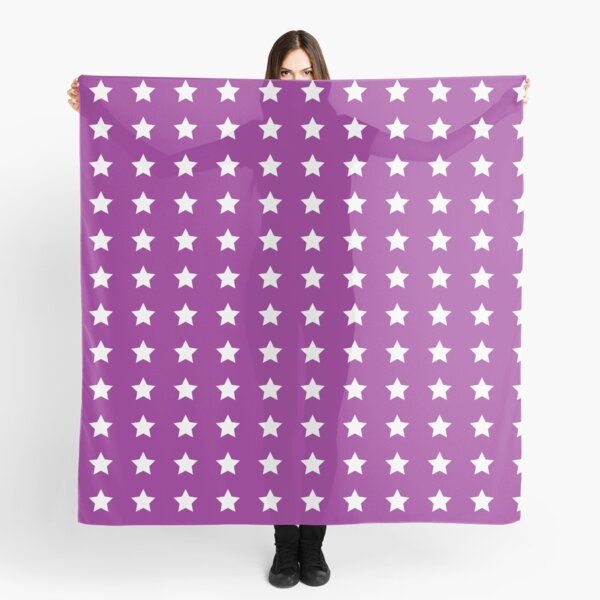 White Stars Pattern on Purple Background Scarf