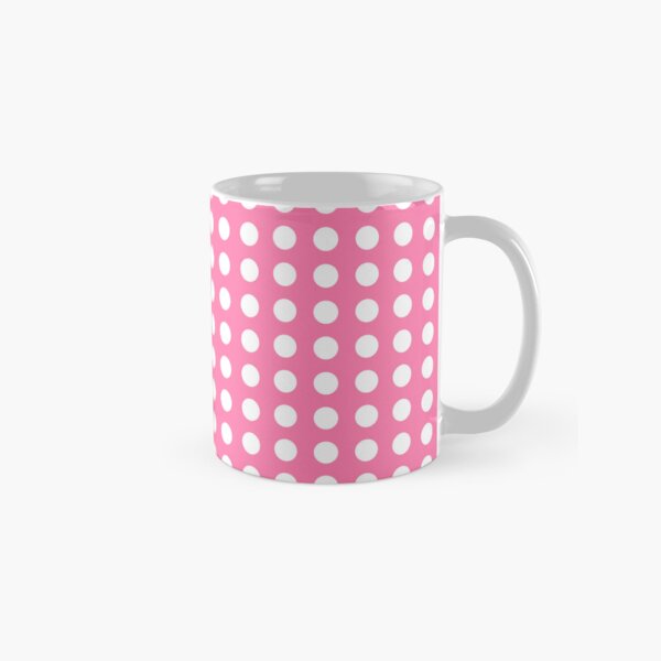 White Polka Dot Pattern on Pink Background Classic Mug