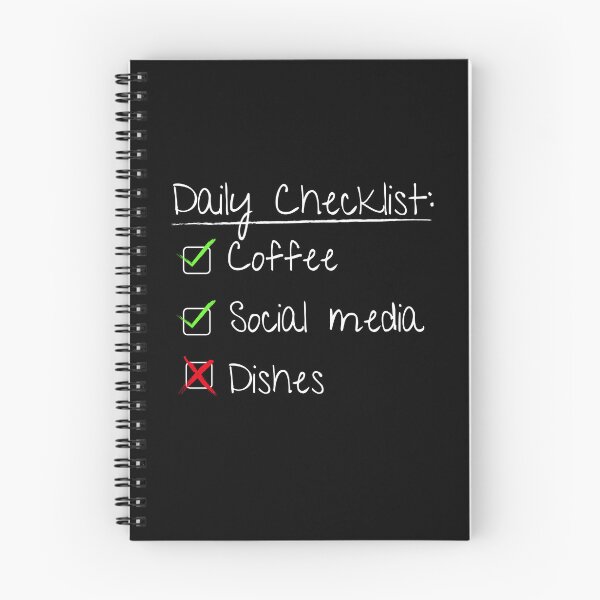 Item preview, Daily Checklist Coffee Social Media No Dishes | Gift for Coffee Lover | Lazy | Text Based | Dark Background designed and sold by SidefatSayings.