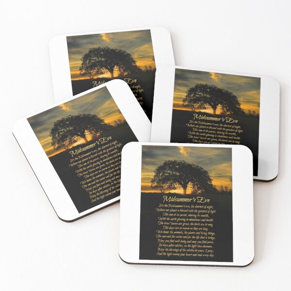 Item preview, Midsummer_s Eve Beautiful Poem and Oak Tree in Sunset Summer Solstice designed and sold by SundayFactions.