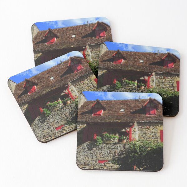 Item preview, Red Shutters - Loubressac, France. designed and sold by Marilyn Harris.