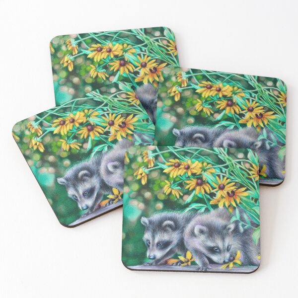 Item preview, Raccoon Buds Colored Pencil Illustration designed and sold by art-by-cai.
