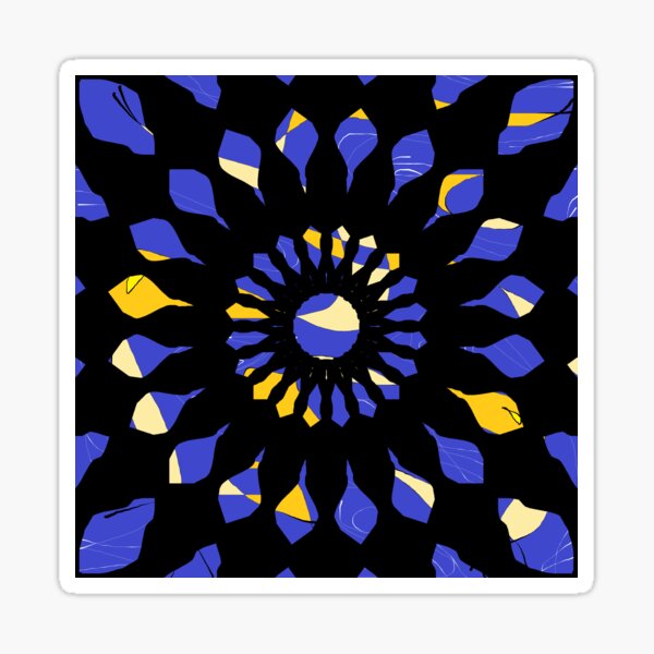 "Kaleidoscope Wheel Pattern A Black Blue" Sticker for Sale by Mazipoodles Redbubble