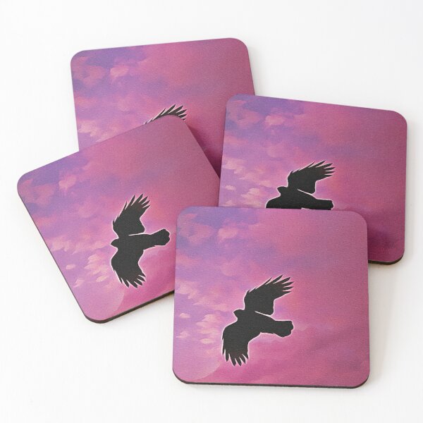 Item preview, Crow Flying on Sunset - Oil Painting designed and sold by Unaiza Khalid.