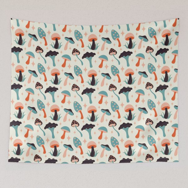 Item preview, Psychedelic Mushrooms (white, blue and orange) designed and sold by forkmuddies.