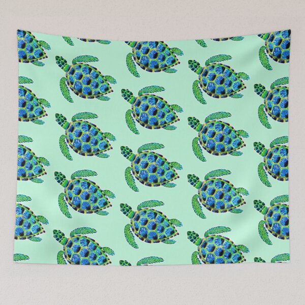 Item preview, Psychedelic Green Sea Turtle in Acrylic designed and sold by narwhalwall.