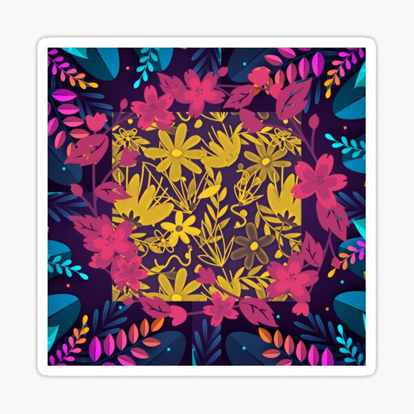 Unique Colorful Flower  Art Sticker