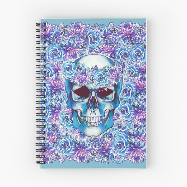 Item preview, Human anatomy Skull blue watercolor with with floral crown of roses and chrysanthemums  designed and sold by Collagedream.