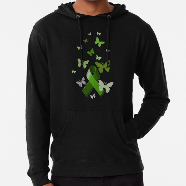Green Awareness Ribbon with Butterflies Lightweight Hoodie