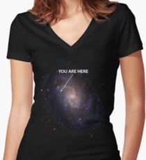 You Are Here Universe Galaxy Women's Fitted V-Neck T-Shirt