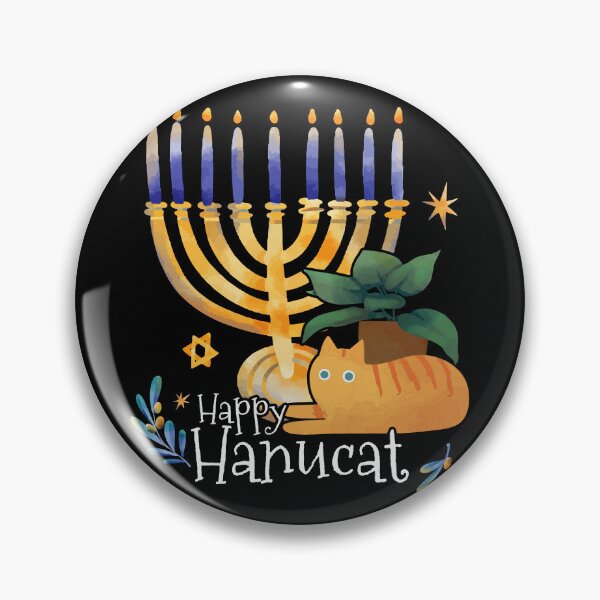 Item preview, Happy Hanucat, Watercolor Cat Art Hanukkah Cat design designed and sold by Merchking1.