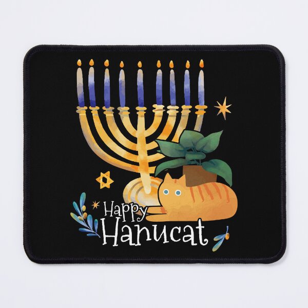Item preview, Happy Hanucat, Watercolor Cat Art Hanukkah Cat design designed and sold by Merchking1.