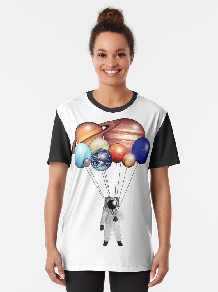 astronaut with balloons t shirt