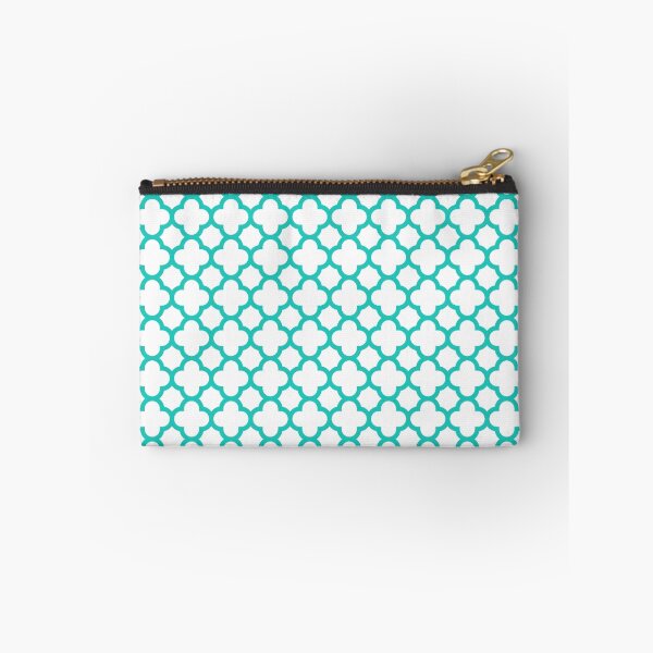 Item preview, Turquoise and White Quatrefoil Pattern designed and sold by TigerLynx.