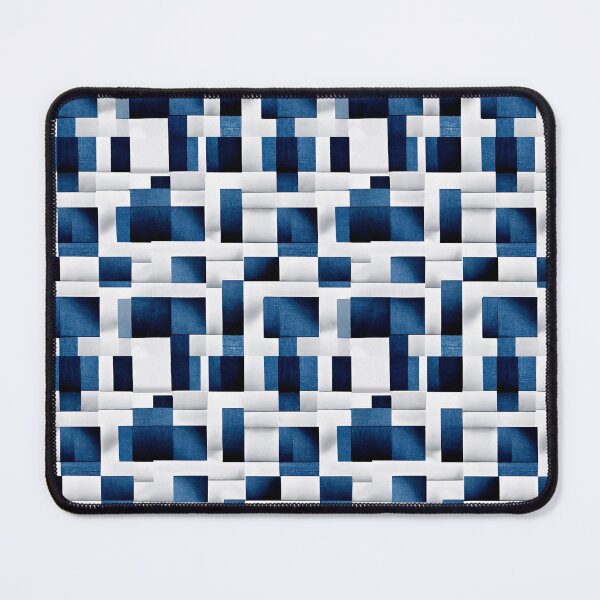 Item preview, White and Blue Squares and Rectangles | Geometric Checkered Pattern designed and sold by TMBTM.