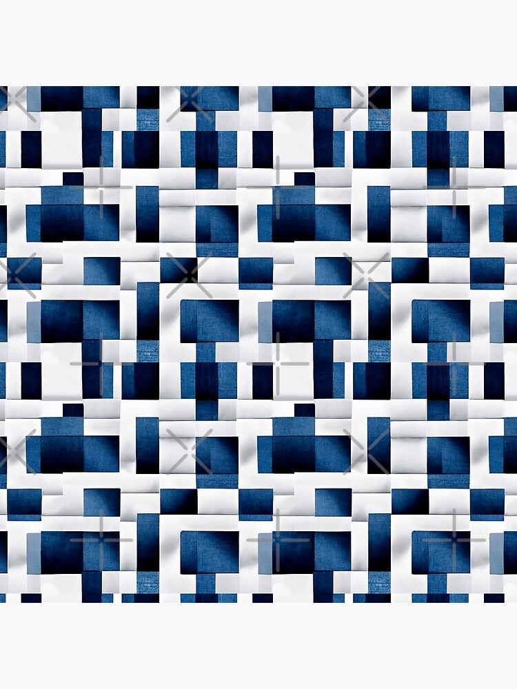 Thumbnail 4 of 4, Pillow, White and Blue Squares and Rectangles | Geometric Checkered Pattern designed and sold by TMBTM.