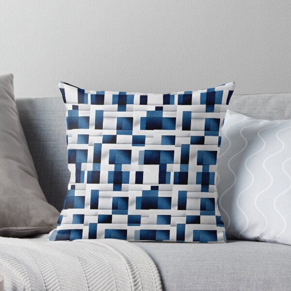 Item preview, White and Blue Squares and Rectangles | Geometric Checkered Pattern designed and sold by TMBTM.