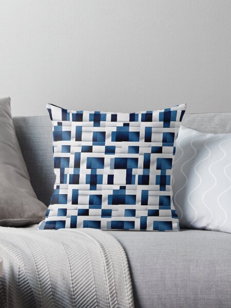 Item preview, White and Blue Squares and Rectangles | Geometric Checkered Pattern designed and sold by TMBTM.