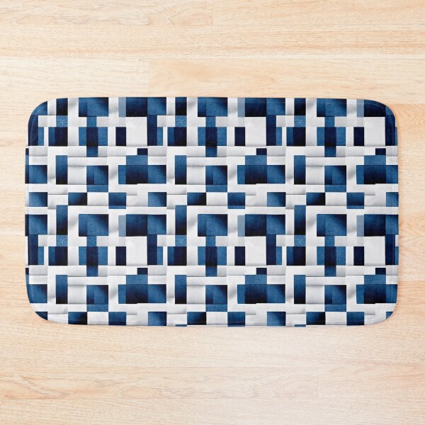 Item preview, White and Blue Squares and Rectangles | Geometric Checkered Pattern designed and sold by TMBTM.