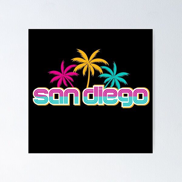 San Diego California Baseball Tee Shirt City Palm Trees Pink Gold Mint Men Women Unisex TShirt Top Stickers Pillows Cap Designs Poster
