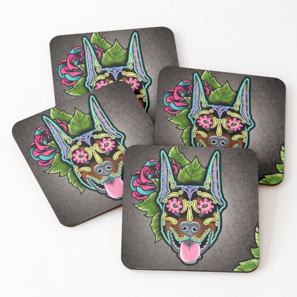 Item preview, Doberman - Cropped Ear Edition - Day of the Dead Sugar Skull Dog designed and sold by Pretty In Ink.