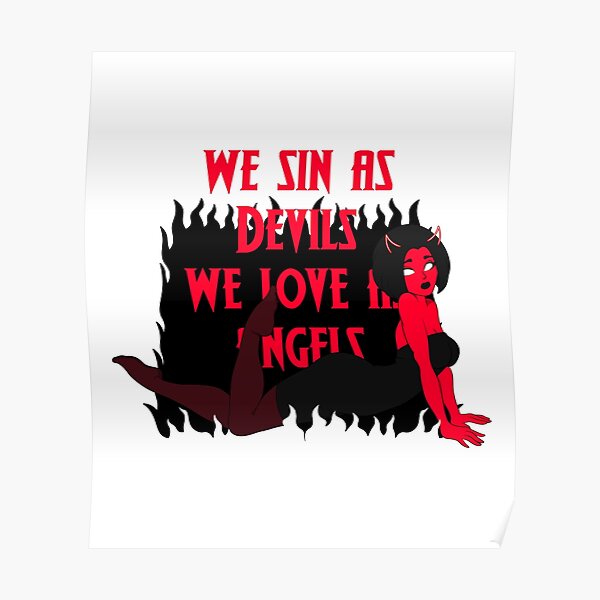 We Sin As Devils We Love As Angels Sexy Demon Girl Illustration Poster For Sale By 