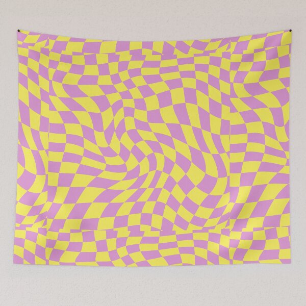 Item preview, groovy checkered print (yellow&pink) designed and sold by forkmuddies.
