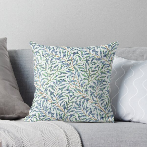 Aperçu de l'œuvre Willow Bough par William Morris - feuilles bleues et vertes sans couture sur fond blanc créée et vendue par UtArt.