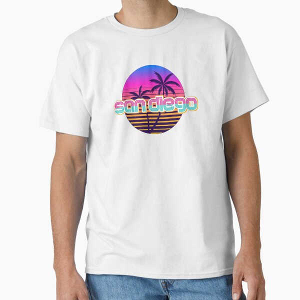 San Diego California Baseball Tee Shirt City Palm Trees Pink Gold Mint Men Women Unisex TShirt Top Stickers Pillows Cap Designs Classic T-Shirt
