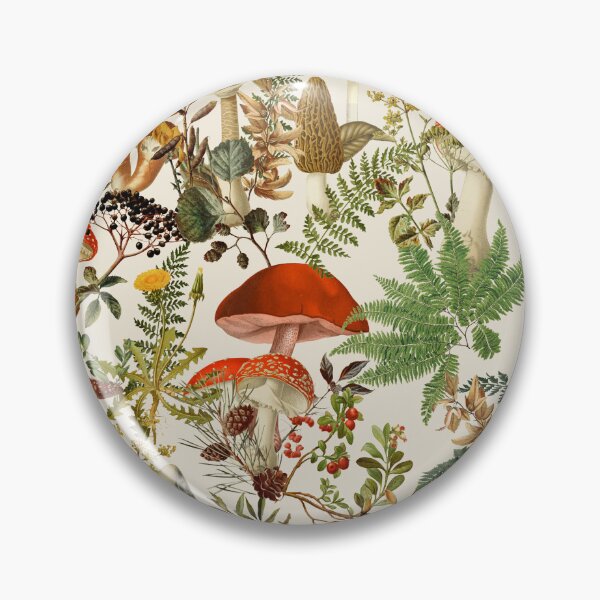 Item preview, Vintage Mushrooms Forest Botanical Garden Pattern - beige Nightgarden designed and sold by UtArt.