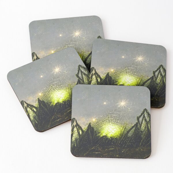 Item preview, Green dew spiderwebs designed and sold by fizzribbit.
