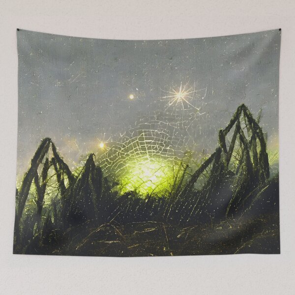 Item preview, Green dew spiderwebs designed and sold by fizzribbit.
