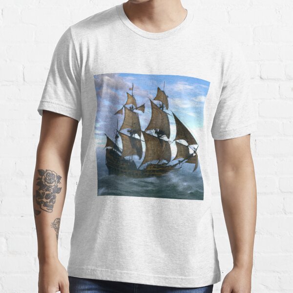 Black Model Pirate Ship T Shirt for the Vintage Men & Women-BN