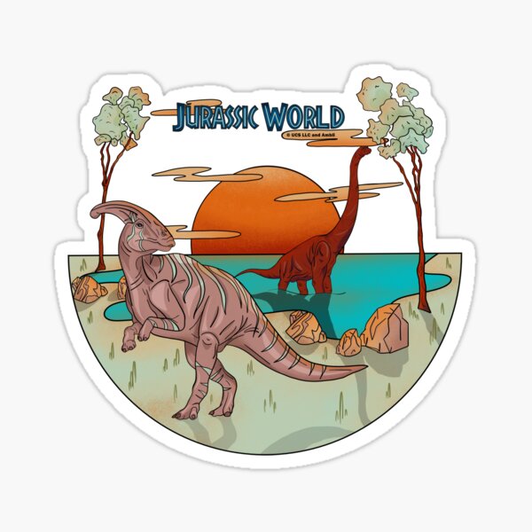 Jurassic World - Parasaurolophus and Brachiosaurus Sticker for Sale by  Paolards