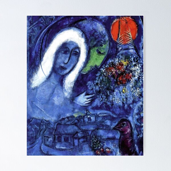 Item preview, Couple with color faces classic artwork of marc chagall  designed and sold by Golido.