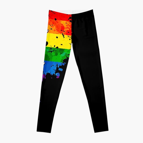 Gay Pride Leggings Rainbow Flag High Waist Yoga Mid Waist Standard Front  Gusset Custom Pride Chevron Diagonal Stripes Plus Size 