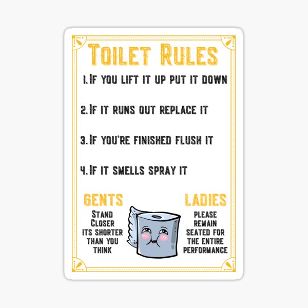 "Toilet Rules" Sticker for Sale by ClickLike Redbubble