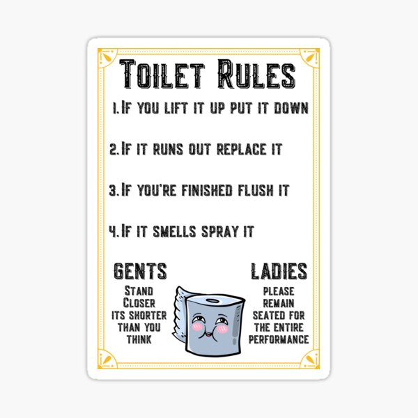 "Toilet Rules" Sticker for Sale by ClickLike Redbubble