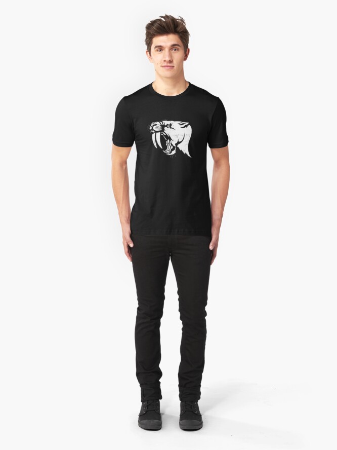 Alternate view of saber tooth cat stencil Slim Fit T-Shirt