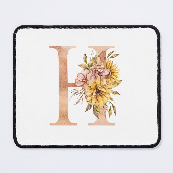 Item preview, Watercolor floral sunflower personalized letter H wedding monogram print designed and sold by tiana-geo.