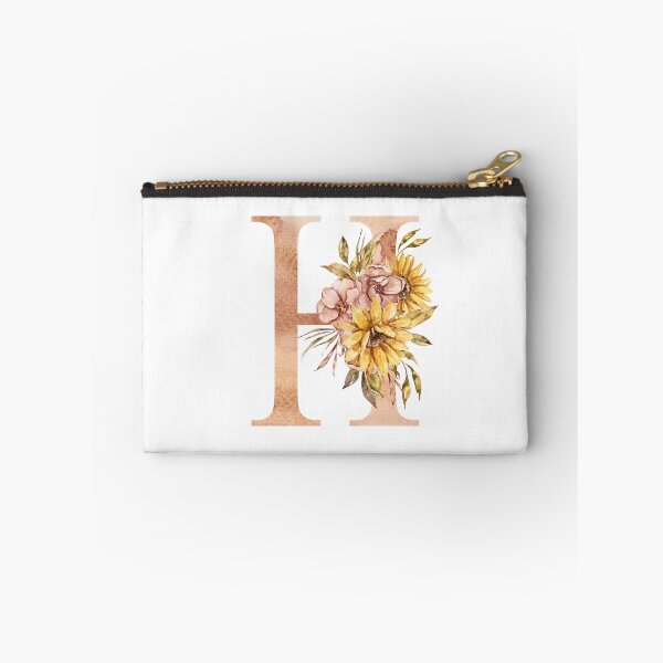 Item preview, Watercolor floral sunflower personalized letter H wedding monogram print designed and sold by tiana-geo.