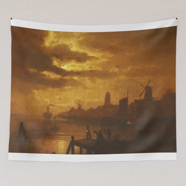 Item preview,  Moonlit coastal scene - Felix Kreutzer 1835 - 1876 designed and sold by Vintage Designs +.