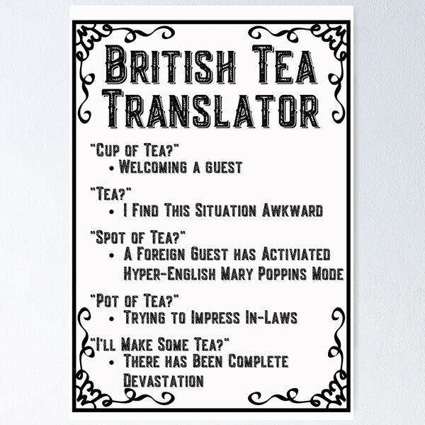 Artikel-Vorschau von Tea Time gerahmter britischer Teeübersetzer, designt und verkauft von Click-Like.